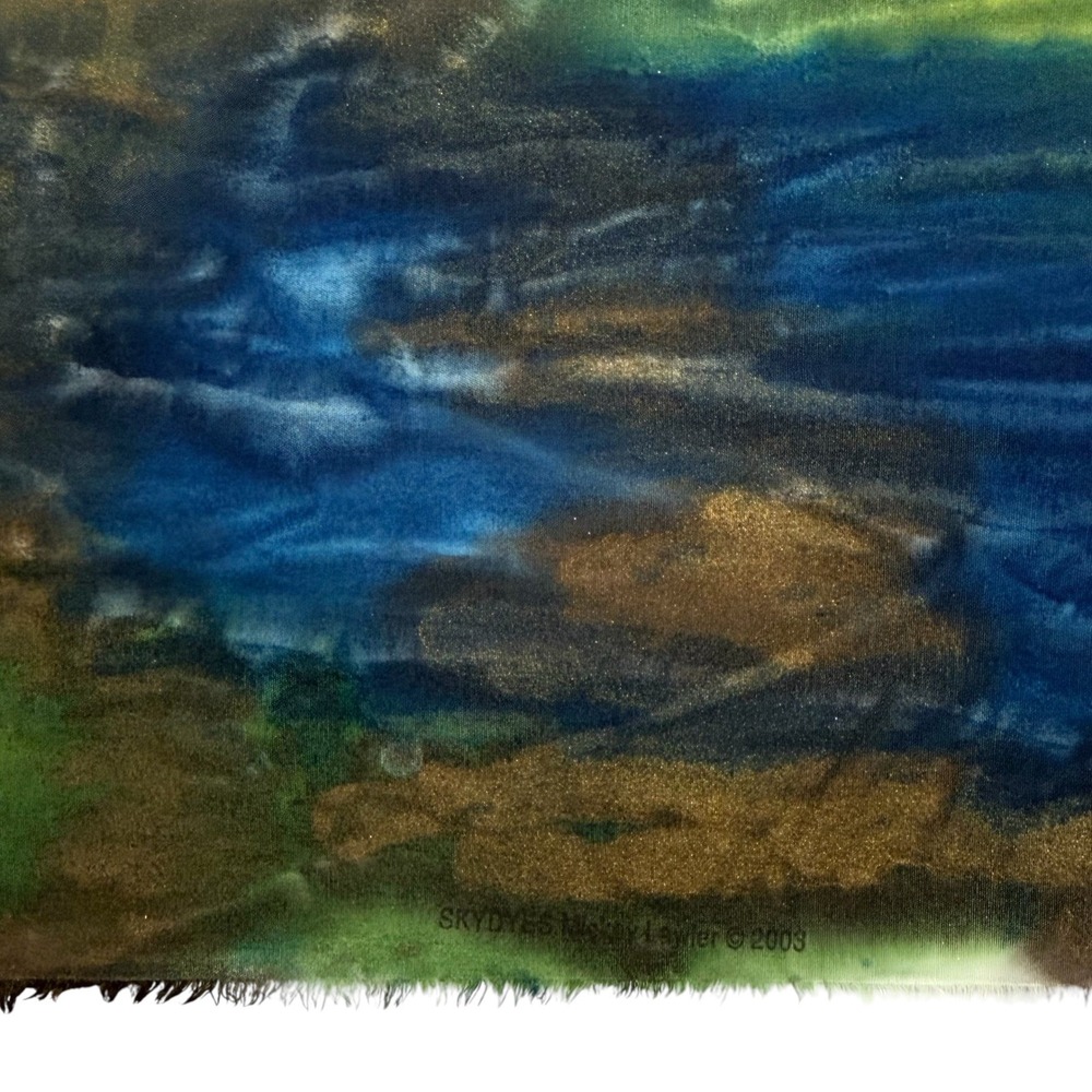 SkyDyes Mickey Lawler 2003 Handy Dyed Fabric Abstract 1.88yd Green Blue Bronze